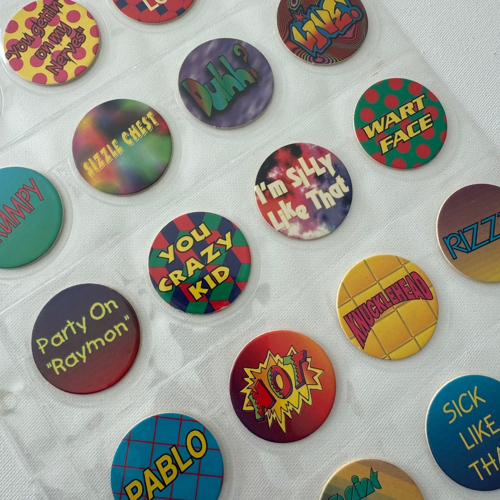 Vintage 90s Pogs Milk Cap Collection Lot 80pc Slang Phrases 1994 1995 Nostalgia